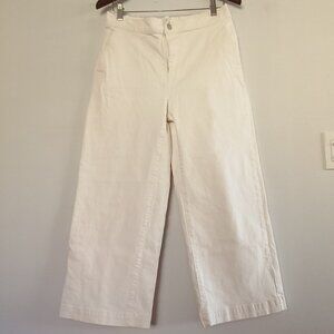 OAK + FORT  white stretch denim wide leg pants